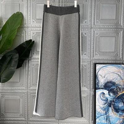 Pantaloni Larghi Casual Dritti da Donna Invernali con Coulisse Gamba Larga Autunnali in Maglia Harajuku Vita Alta