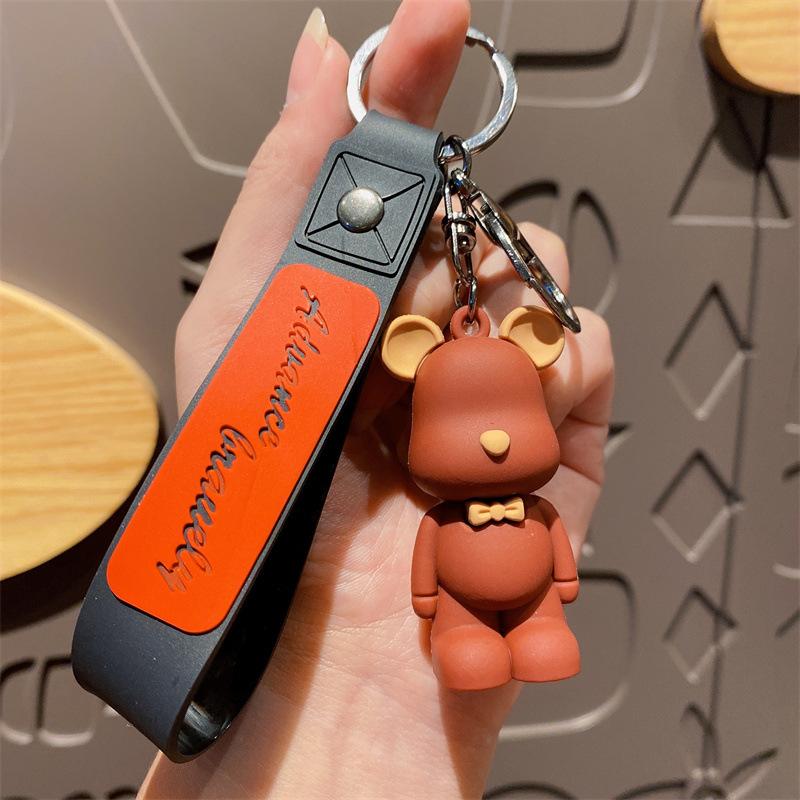 Personalized Silicone Bow Tie Bear Doll Keychain Car Key Chain Cartoon Couple Bag Pendant