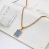 Geometric Square Box Pendant Inlaid With Natural Stone Jewelry Collarbone Chain Necklace For Girls' Girlfriends Does Not Fade