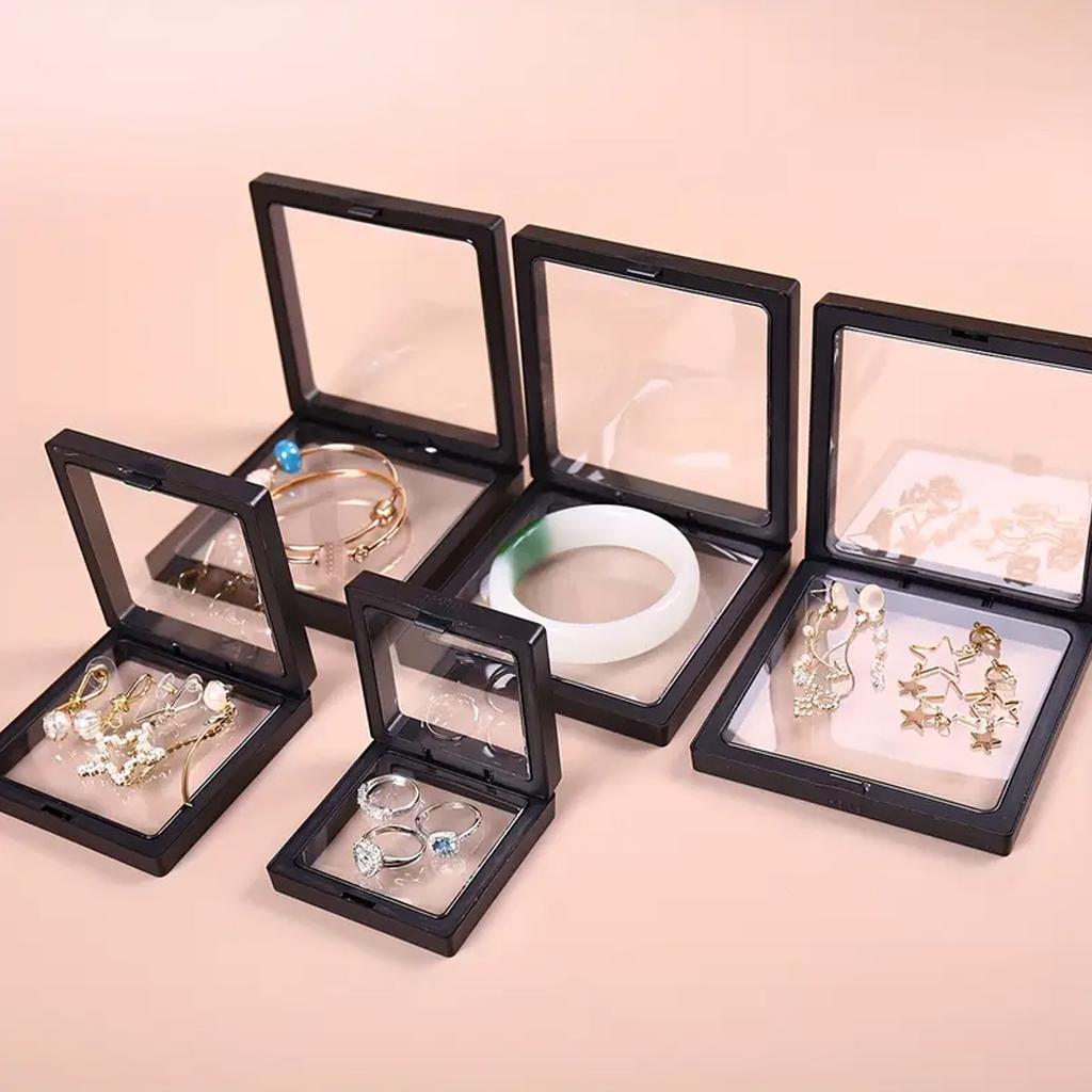 10 transparent floating display boxes, film jewelry packaging boxes, jewelry, necklaces, rings, collectibles storage boxes