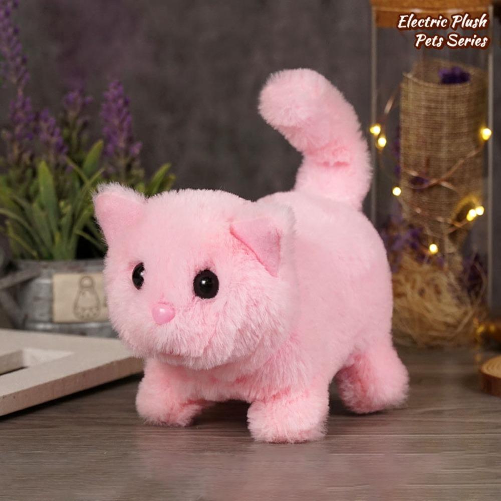 Simulated Plush Electric Cat Toy Makes You Happy Kitten Plush Toy  For Kids Birthday Gift