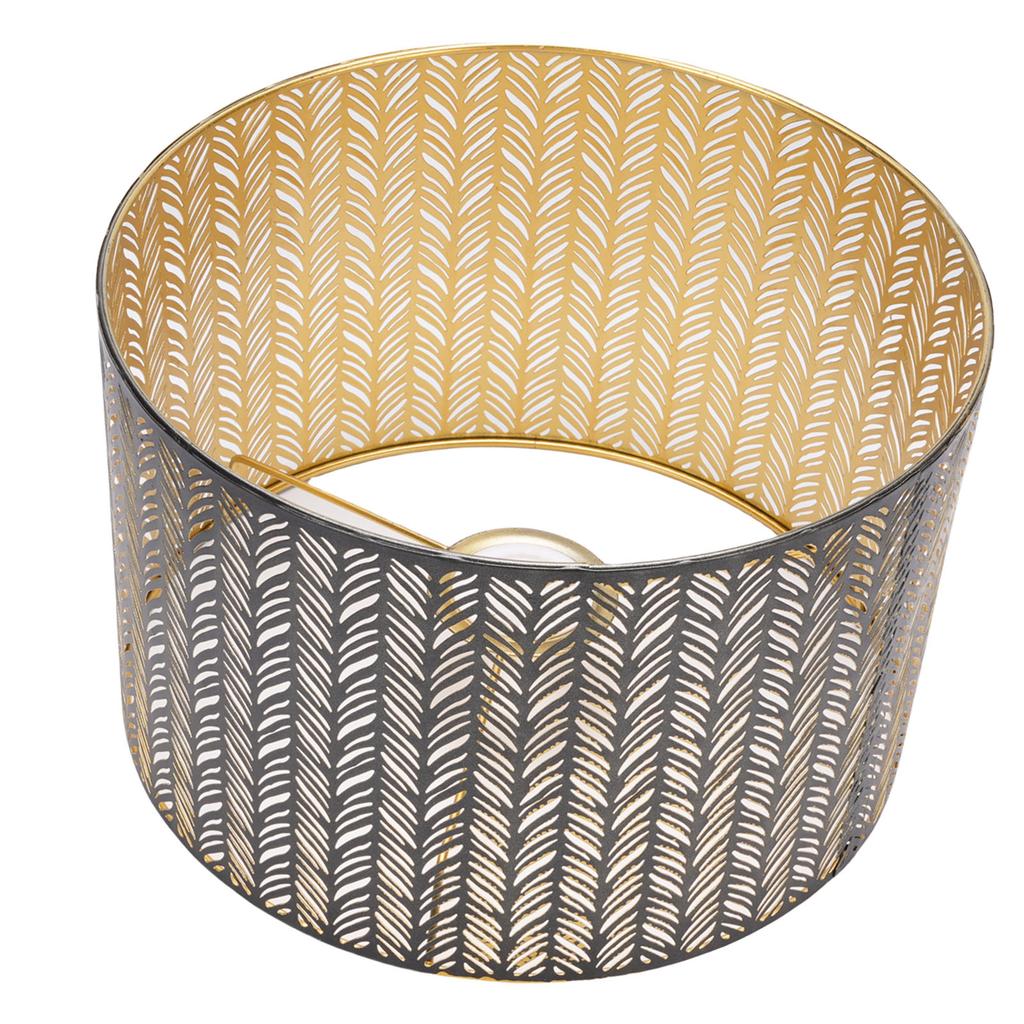 Metall Lampenschirm E14 E27 Eisen Zylinderform Ausgehöhlt Blatt Dekorativer Lampenschirm für Tisch Wand Deckenleuchte Schwarz und Gold
