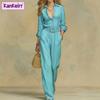 KANKEIRR Moda Donna Casual Tinta Unita Stampa Autunno Inverno Manica Lunga Bretelle Pantaloni Tute & Rompers
