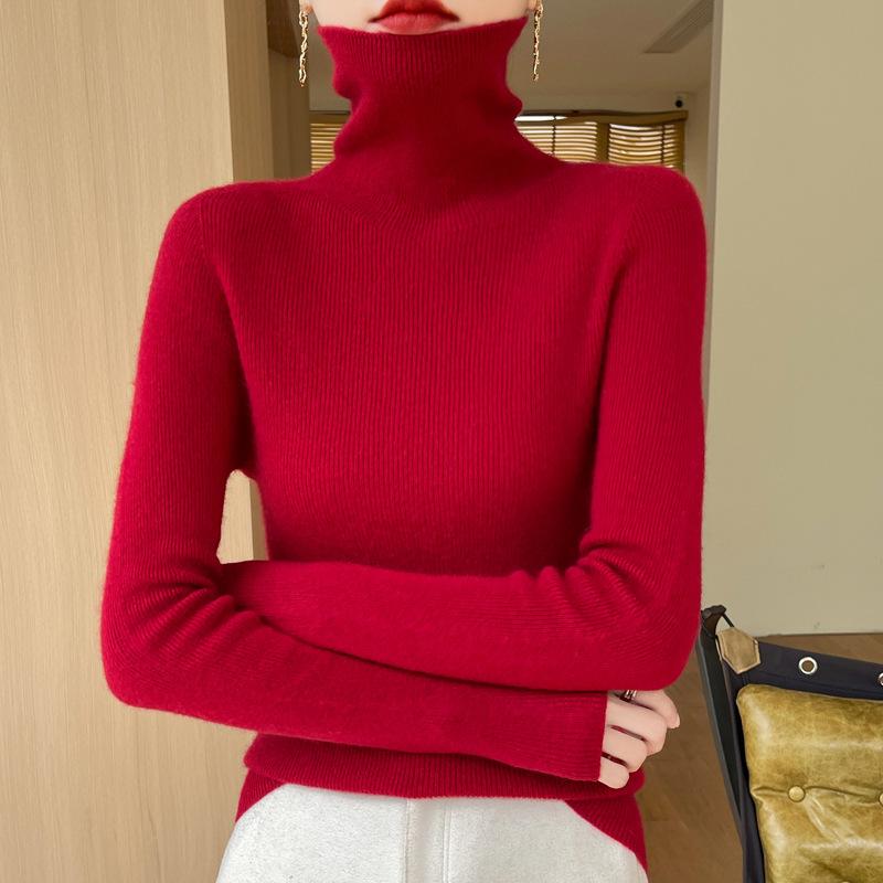Women's Seamless Slimming Turtleneck Knitwear - Autumn & Winter Velvet Base Layer Sweater.