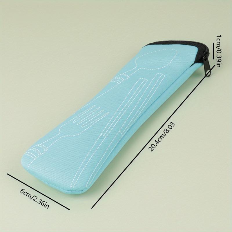 Portable Cutlery Storage Bag Zipper Style, Stainless Steel Spoon and Chopstick Bag, Suitable for School, Camping, and Picnicking