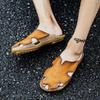 Men's Trendy 2022 Casual Leather Sandals, Cow Tendon Slippers, Korean Style Beach Shoes, Summer Flip-Flops, Large Size.