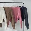Autumn and Winter Crew Neck Knitted Loose Sweater New Women Fashion Elegant Simple Sweet Tops Solid Color Simple Office Ladies Short Clothing