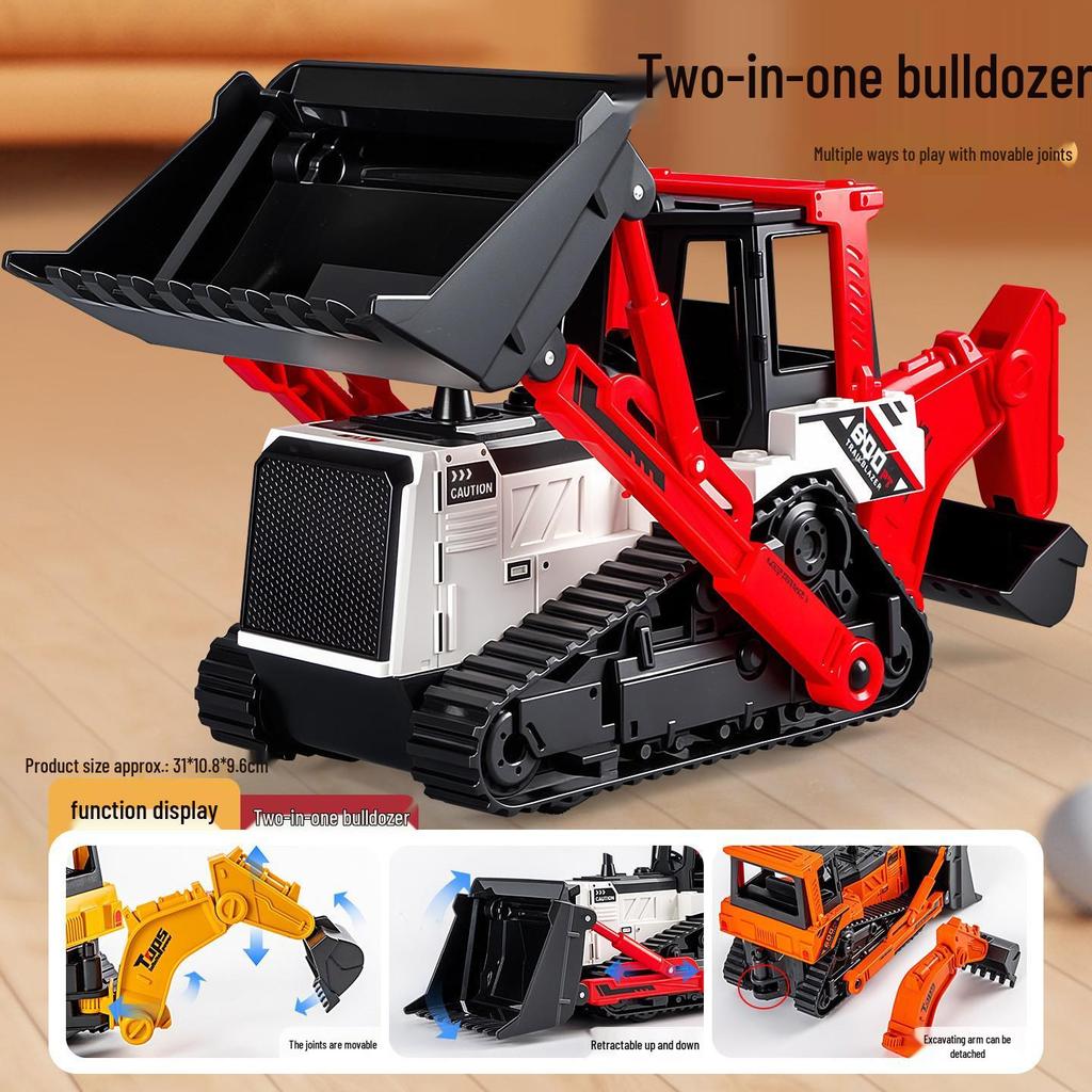 Eylemsizlik Mühendislik Aracı için Damperli Kova ve Forklift Durdurma Arabası Modeli ile Çocuk İtmeli Ekskavatör Oyuncağı.