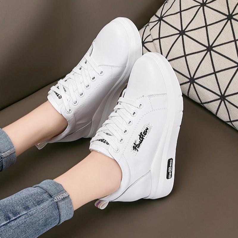 White Shoes for Women Spring Shoes All-match Sports Casual Shoes Thick-soled Height-increasing Women's Shoes