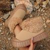 Winter Snow Boots for Women Warm Plush Ankle Boots Non-Slip Flat Sole Shoes for Girls Concise Outdoor Plush Shoes