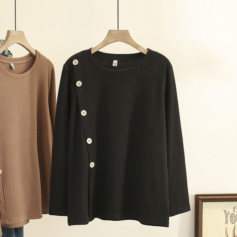 Plus Size Women's Fashion Autumn Long-sleeved T-shirt, Covering Meat and Slimming, with A Bottoming Top