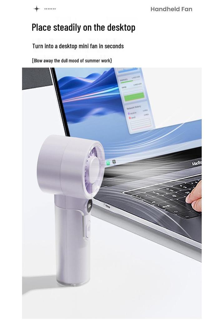 Portable Silent Handheld Fan with Digital Display and Long Battery Life for Outdoor Summer Cooling