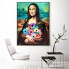 Śmieszne płótno artystyczne malarstwo Mona Lisa drukuj toaleta Wall Art łazienka papierowy plakat obraz do dekoracji domu do salonu sypialnia