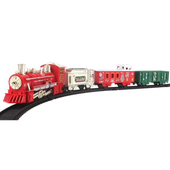 Kids Electric Train Toy Kit with Track Accessories Toddlers Educational DIY Track Building Christmas Mini Classical Train Toy with Light Music