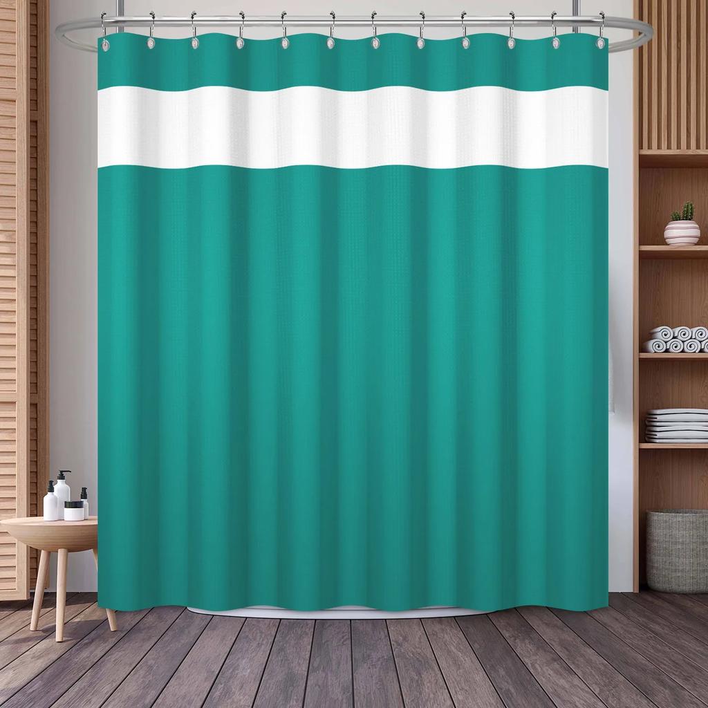 Waffle Shower Curtains Modern Hotel Style Striped Geometric Pattern Bath Decor Waterproof Polyester Bathroom Curtain with Hooks