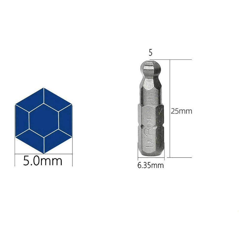 3Pcs Magnetic 1/4 Inch Ball Screwdriver Bits Auto Repair Tools 25mm Length Screwdriver Head 3mm 4mm 5mm 6mm