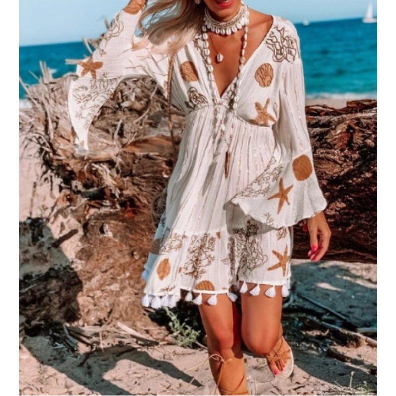 

Женское весеннее модное очаровательное платье с глубоким V-образным вырезом M белый