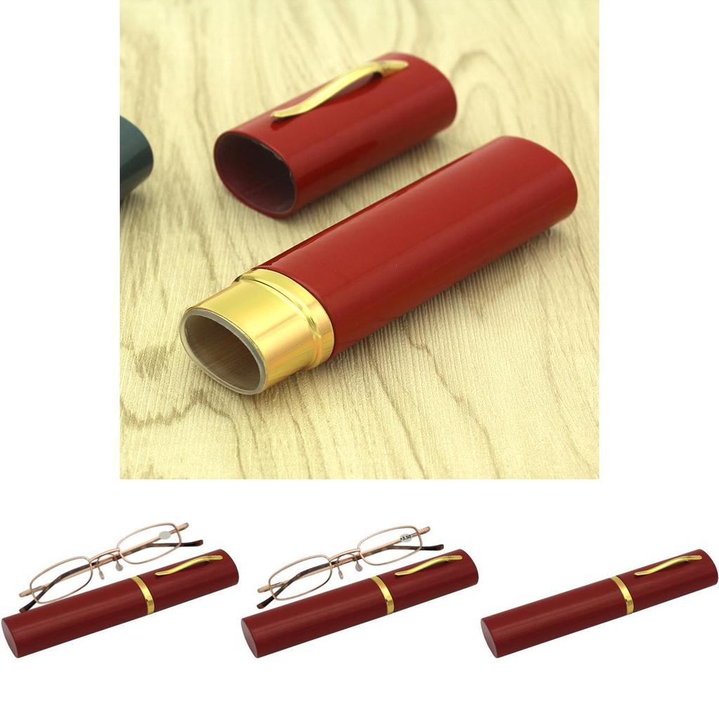 Classic Reading Glasses With Aluminum Tube Eyewear Case Snap Closure For Pocket Use