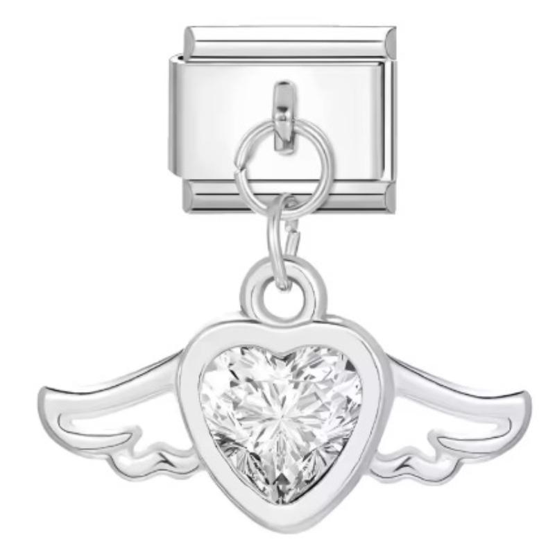 

Sparkling girl heart pendant italian module chain fits 9mm stainless steel bracelet