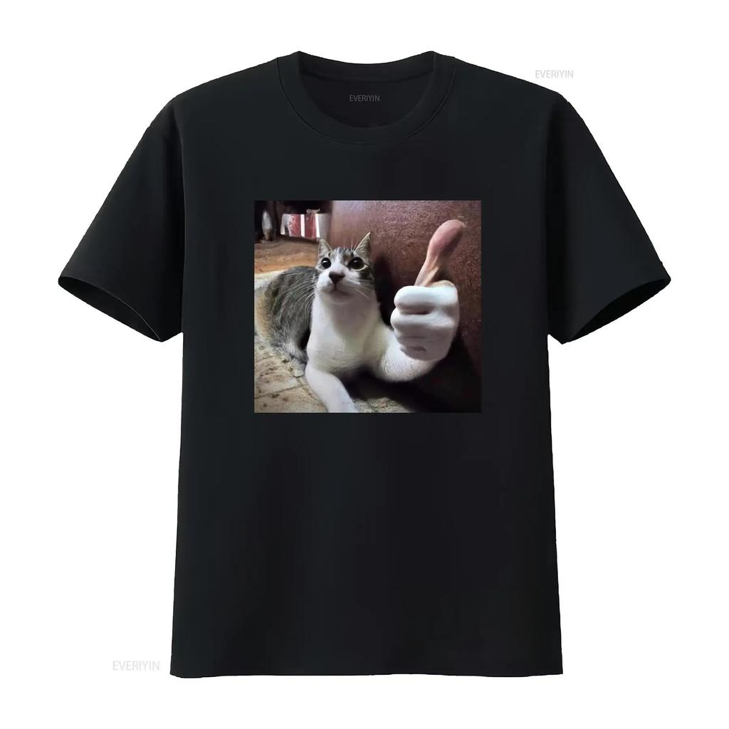 Thumbs Up Cat Funny Cotton T Shirt for Men and Women Fast Shipping Versatile Comfortable Stret