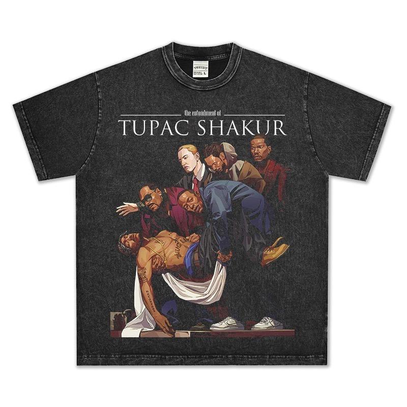 ROADVIBE Hip-hop Rap American Street Hip-hop Trendy Brand Retro Print Trendy Short-sleeved T-shirt S