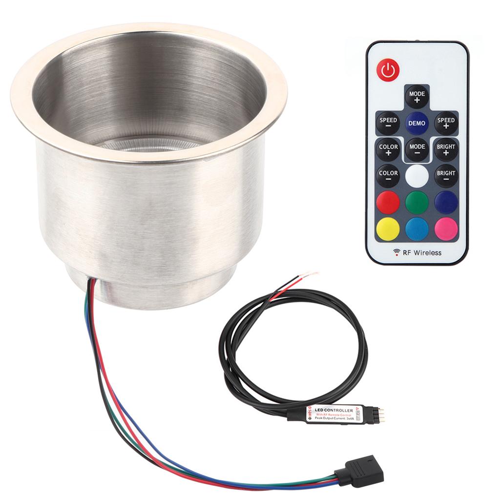 Stainless Steel LED RGB Drink Cup Holder with Remote Control? for Marine RV Truck
