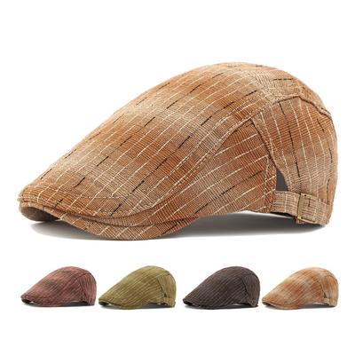 Striped Cap Men Women Beret British Vintage Peaked Cap Flat Cap Driver Ivy Hat Gatsby Painters Hats