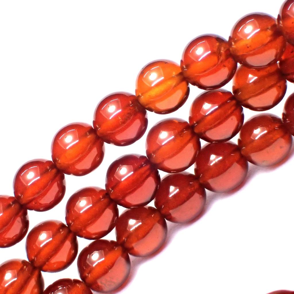 High Quality Natural Stone January Birthstone Orange Garnet Triple Wrapped Bracelet [Happiness Stone] (Hessonite)