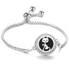 Crystal Rhinestone Aromatherapy Tree of Life Bracelet - Adjustable Titanium Steel with Essential Oil Compartment.