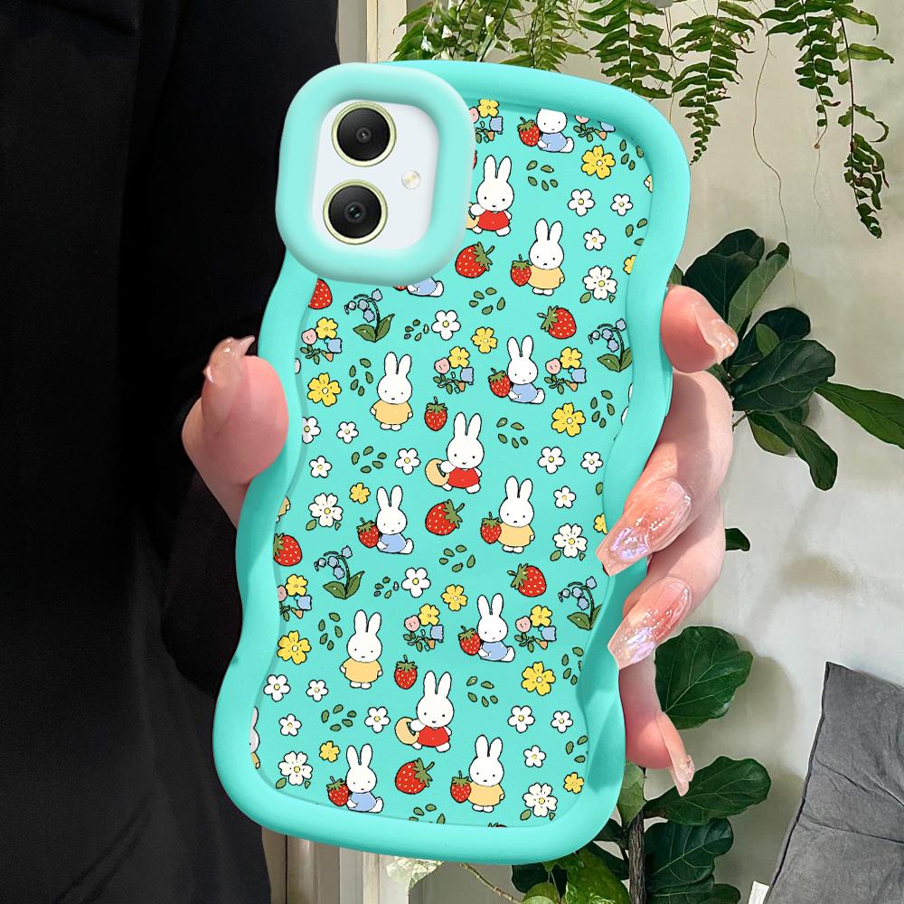 Cute Cartoon Rabbit Soft Phone Cover for Samsung Galaxy A52 A73 A12 S24 Ultra 5G S23 S22 S21 S20 FE Wave Edge Shockproof Protective Rubber Case