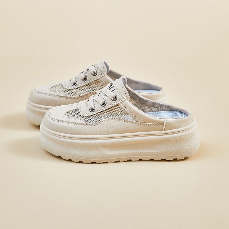 

Mesh breathable little white shoes women s shoes wear bag head half slippers summer 2025 new one-pedal cool slippers 35