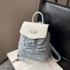 Niche design contrasting color backpack women's new pleated cute handbag versatile casual small backpack