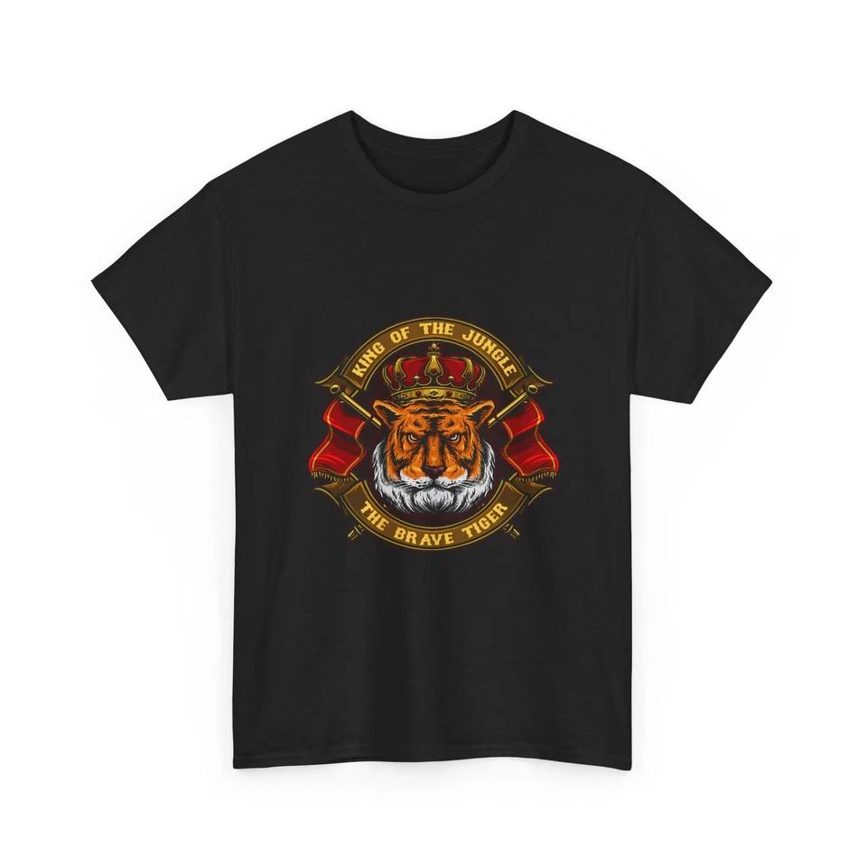 Brave Tiger Emblem T-Shirt | Tiger Head Badge Tee, Cool T-Shirt, Jungle King XL