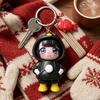 Face Changing Cartoon Girl Toy Stress Relief Penguin Costume Girl Toy with 3 Expressions Keychain Pendant Backpack Purse Charm Party Favors