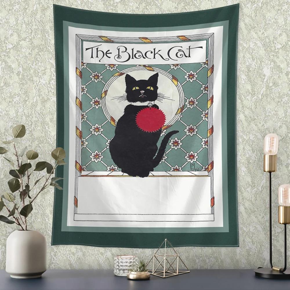 Funny Black Cat Decorative Tapestry Office Living Room Decor Home Wall Tapestry