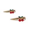Female Women Hair Accessories Cherry Duckbill Clip Korean Style Hair Clip Rhinestone  Barrettes