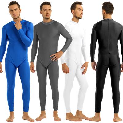 Mens Turtleneck Costume Unitard Spandex Long Sleeve Bodysuit Zentai Suit