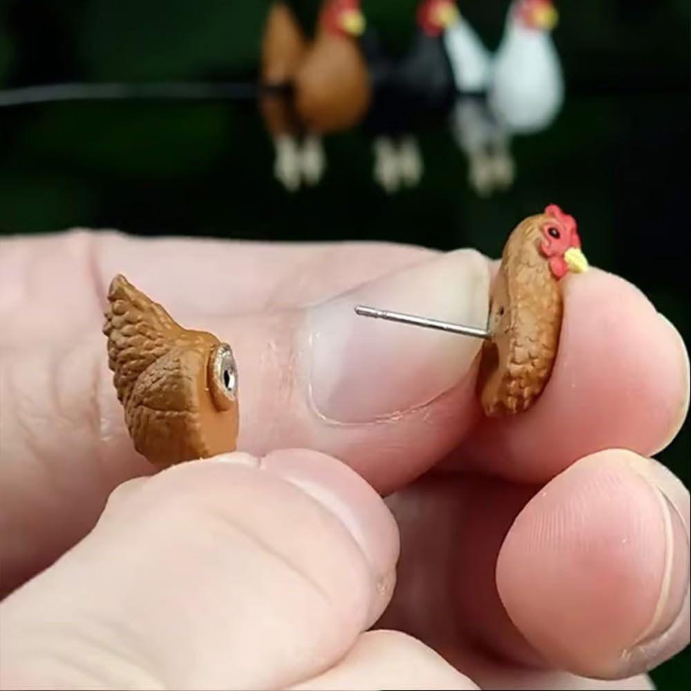 Elegant Hand Painted Chicken Earrings Farm Animal Jewelry Retro Earrings  Chicken Lovers