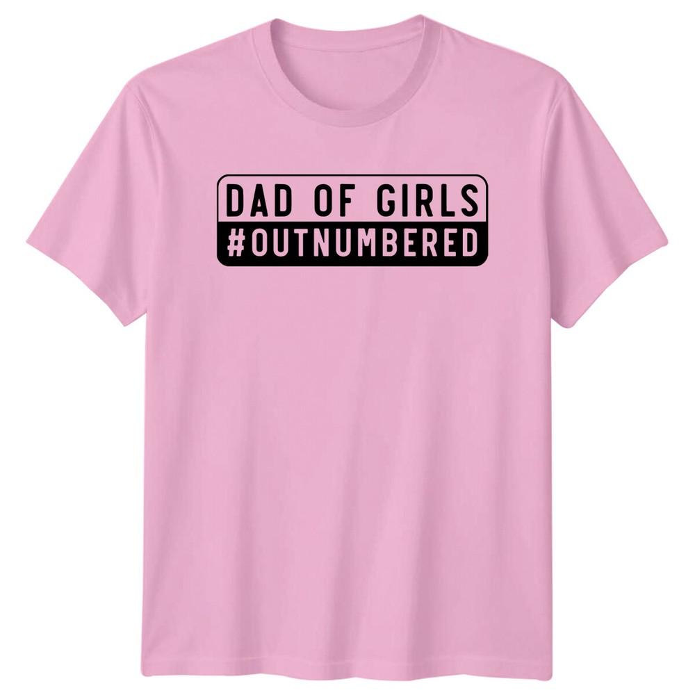 Dad Of Girls Outnumbered Graphic Fathers Day TShirt