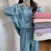 Autumn and Winter Strawberry Peach Print Coral Fleece Warm Suit Outer Wear Plus Velvet Thick Nightgown Home Service Women