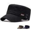 Men's Four-Season Breathable Flat Cap with Metal Logo - Outdoor Fashion Casual Sun Hat.