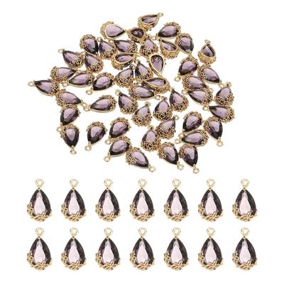 YOKIVE 50 Pièces Pendentifs en Cristal de Verre Facetté en Forme de Larme pour et Matériaux de Bijoux DIY Strass, Colliers Plaqué Or, Boucles d'Oreilles, Bracelets, (Sombre