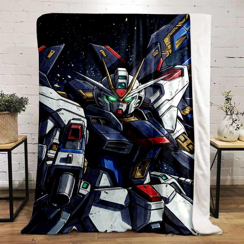 Anime-Inspired Mecha Design in Space Flannel blanket for bedroom, living room, sofa, and nap sofas.