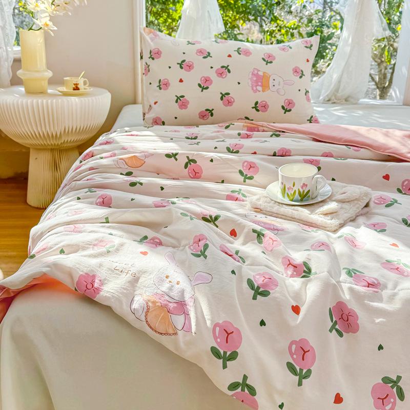 Class A Summer Cool Quilt: Double Yarn for Mother & Baby - Lightweight Air Conditioning Quilt for Kids, Students, and Dorms