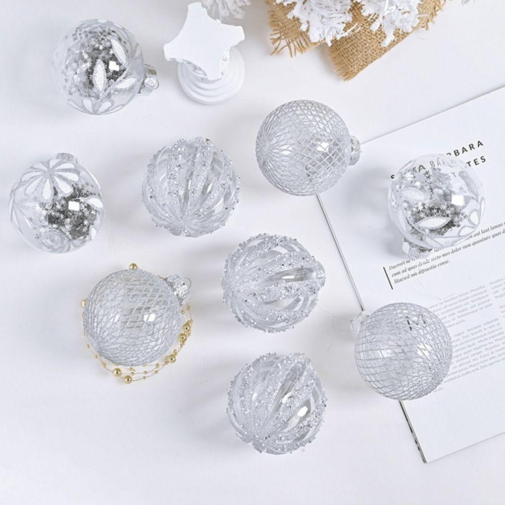 9pcs 8cm Painted Christmas Balls Pendant Christmas Tree Pendants  Home New Year Festival Gift