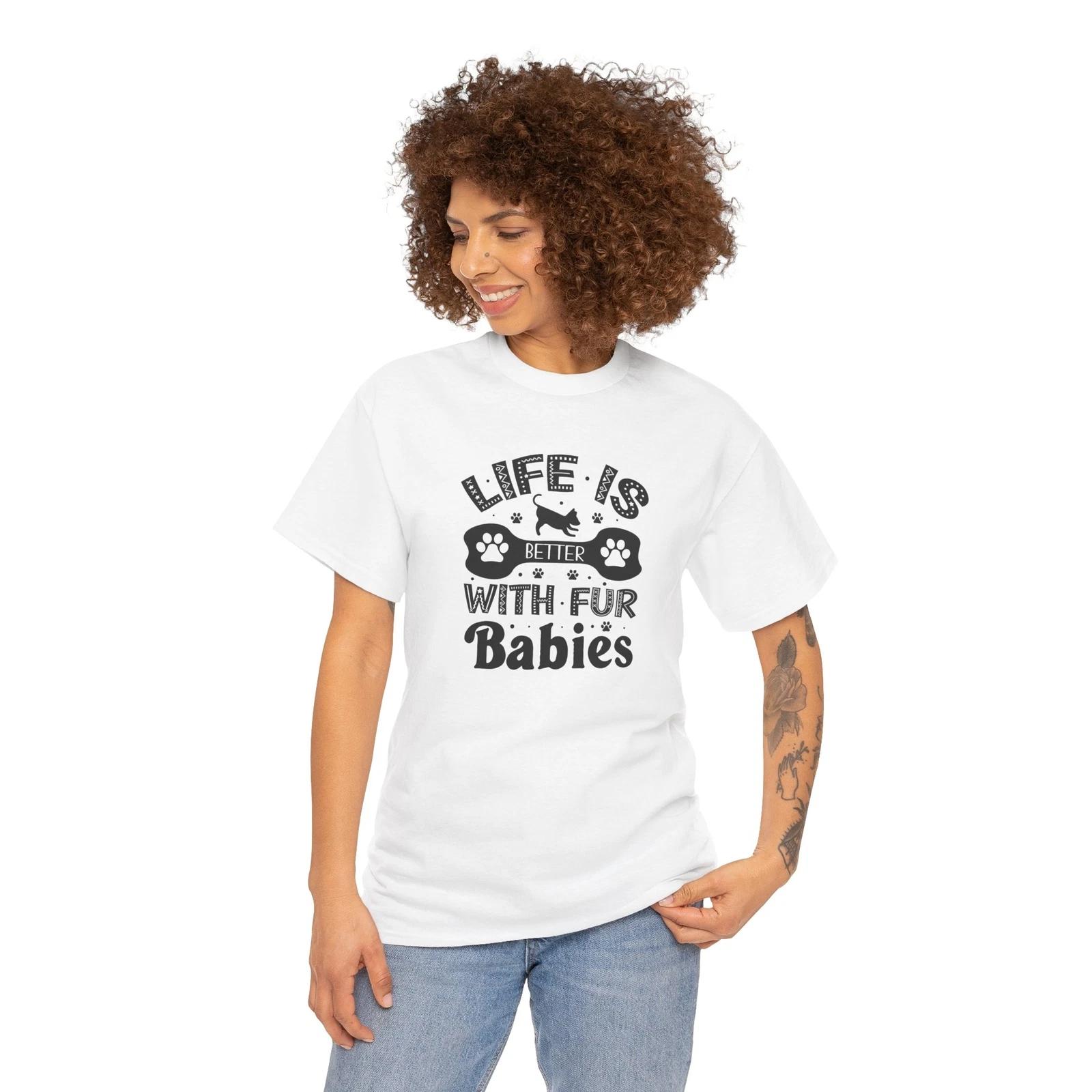

Life Is Better With Fur Babies T-Shirt – Funny Puppy Lover Paw Print Graphic Tee 2XL