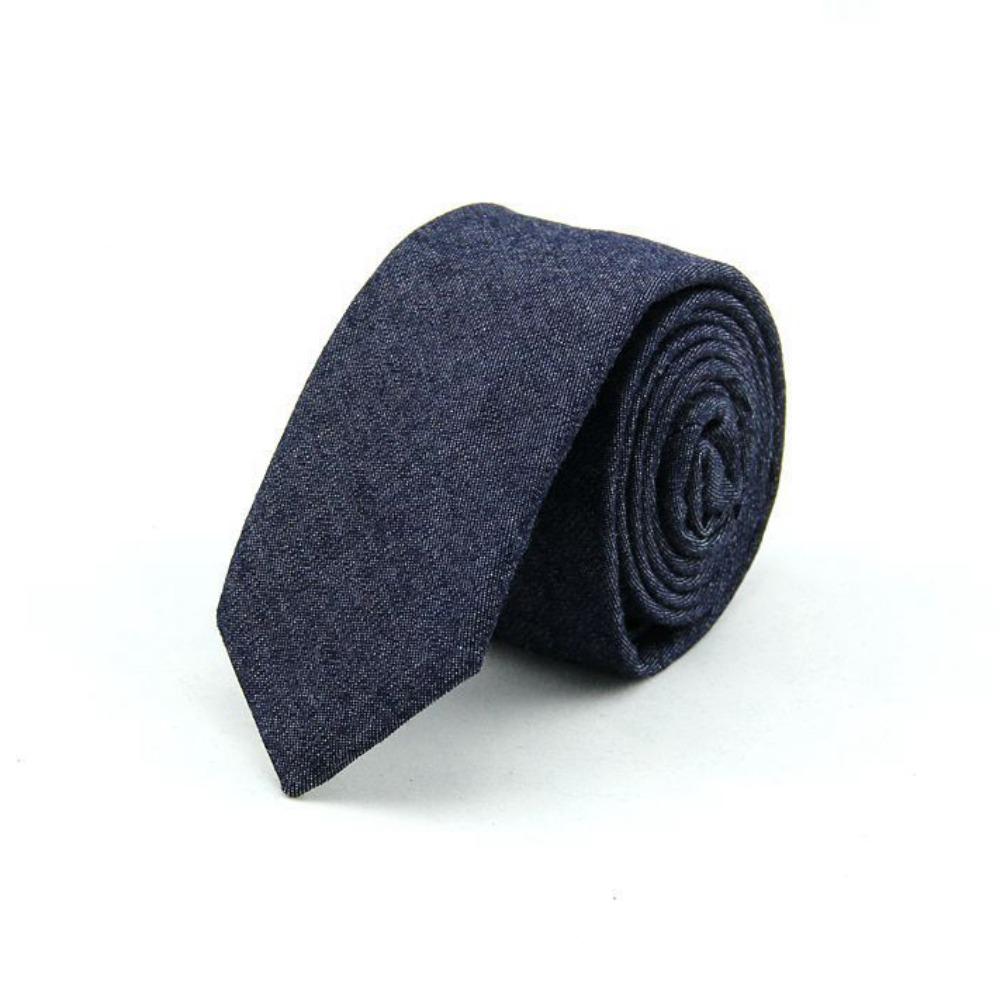 Adjustable Jean Fabric Tie Narrow Retro Cravat Simple Denim Men Necktie Suit Accessories