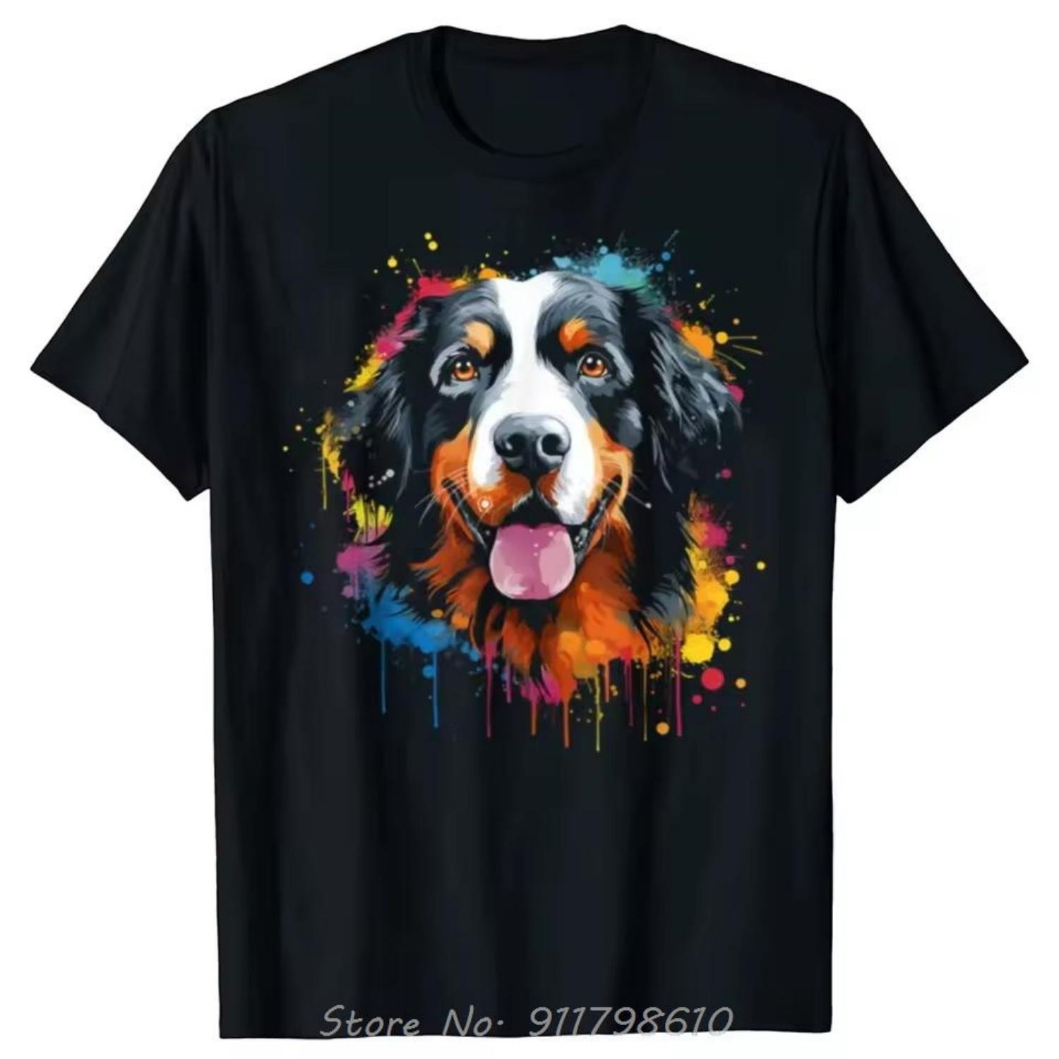 

Funny Oversized T-shirt Watercolor Colorful Bernese Mountain Dog Mens Clothing Fitness T Shirt Streetwear Birthday Cotton Tshirt XXXXXL чорний