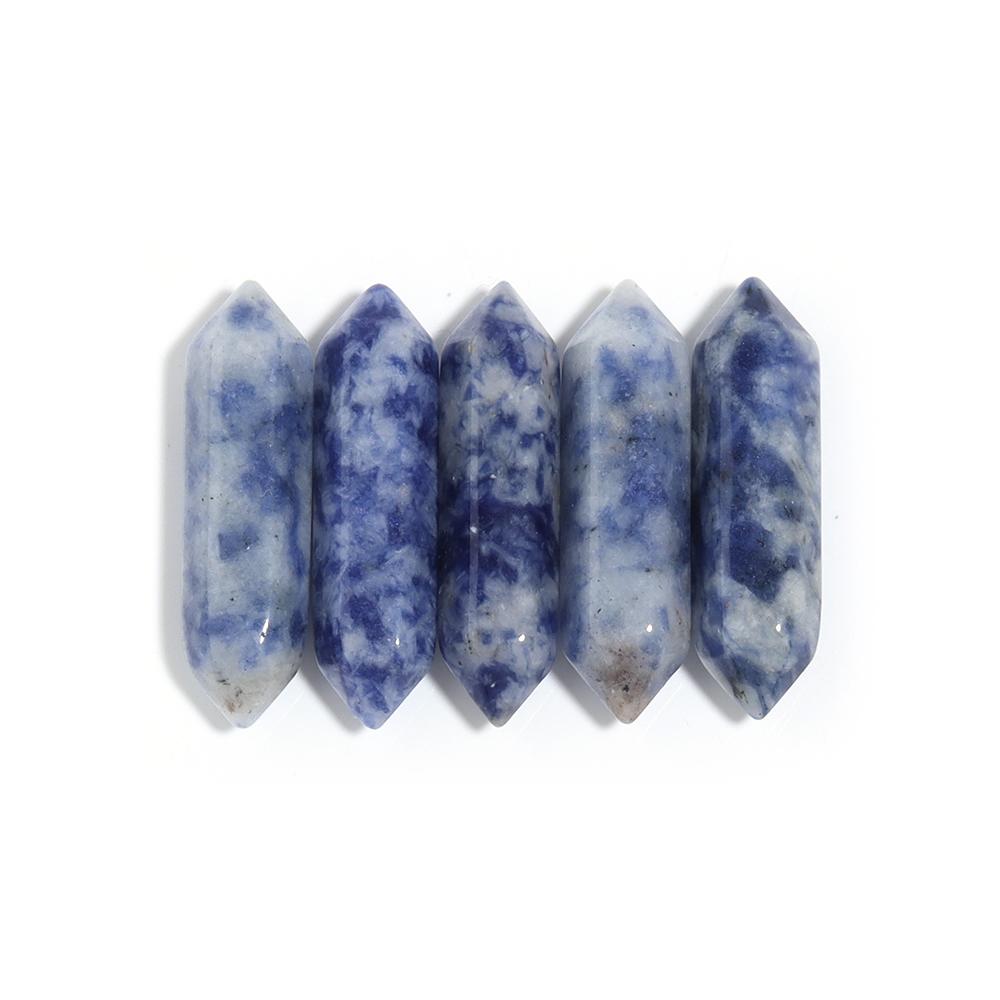 5Pcs Natural Stone Emperor Stone Agate Tiger Eye Hexagonal Column No Hole Stone For DIY Handmade Necklace Pendant Jewelry Making