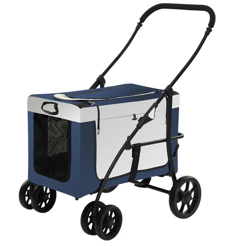 Pet Stroller Corgi Medium and Large Dog Out Car Lightweight Foldable Cat Dog Stroller Pet Trolley